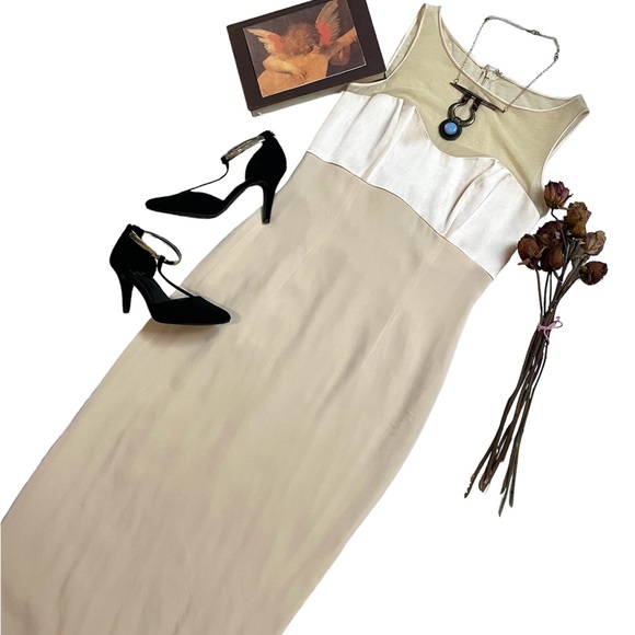 Vintage Blacktie Oleg Cassini nude champagne gala holiday dress - Picture 4 of 16